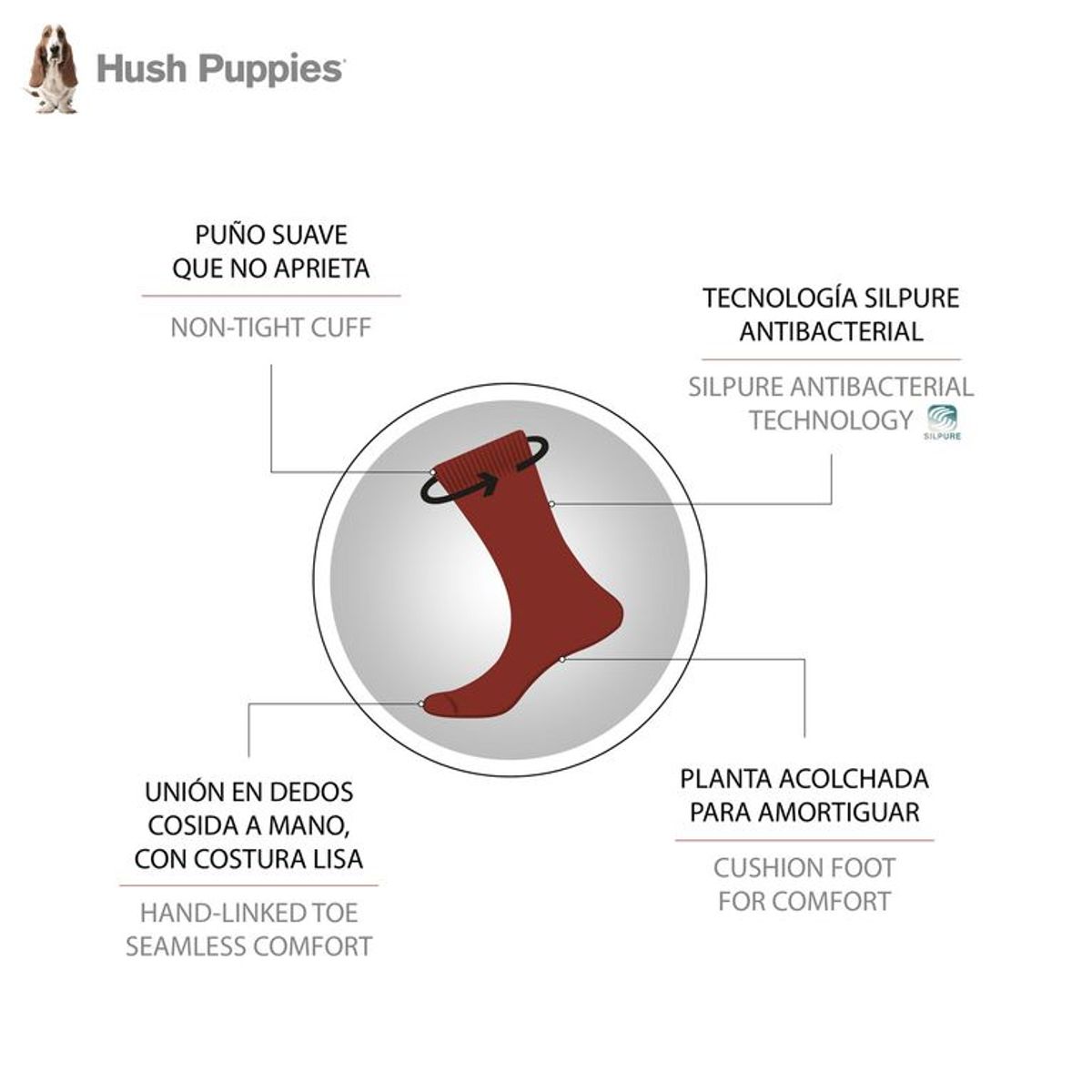 HUSH PUPPIES - Calcetín Hombre Co Plain Cushionfoot Beige HUSH PUPPIES