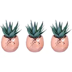MALLORCA - Set de Suculentas Decorativas Porcelana Cobre 3 Piezas