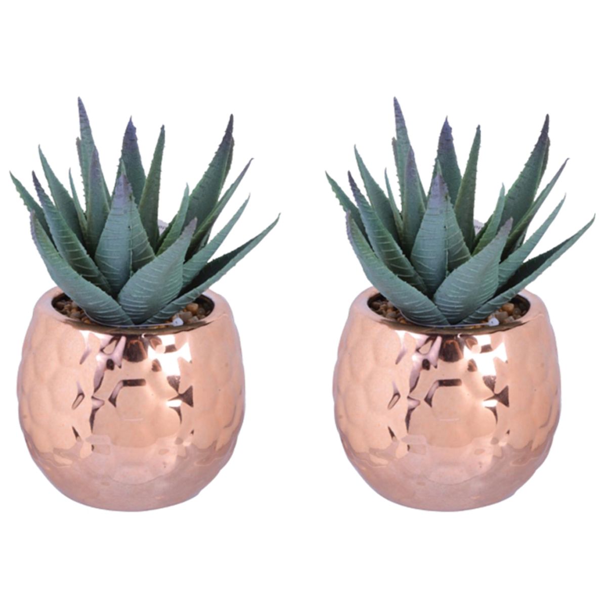 MALLORCA - Set de Suculentas Decorativas Porcelana Cobre 3 Piezas