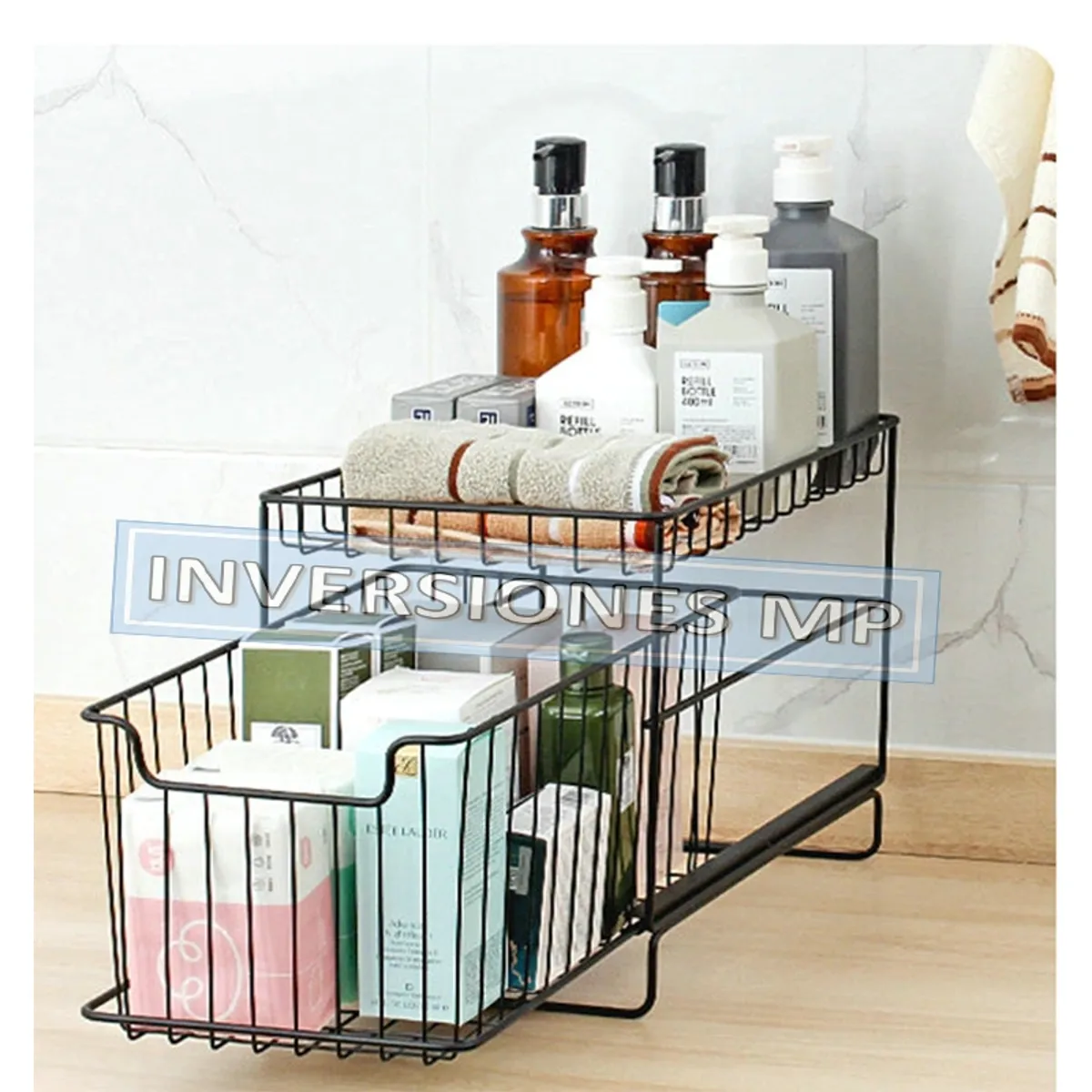 MP - Canasto Organizador Multiusos Con Riel Cocina baño living