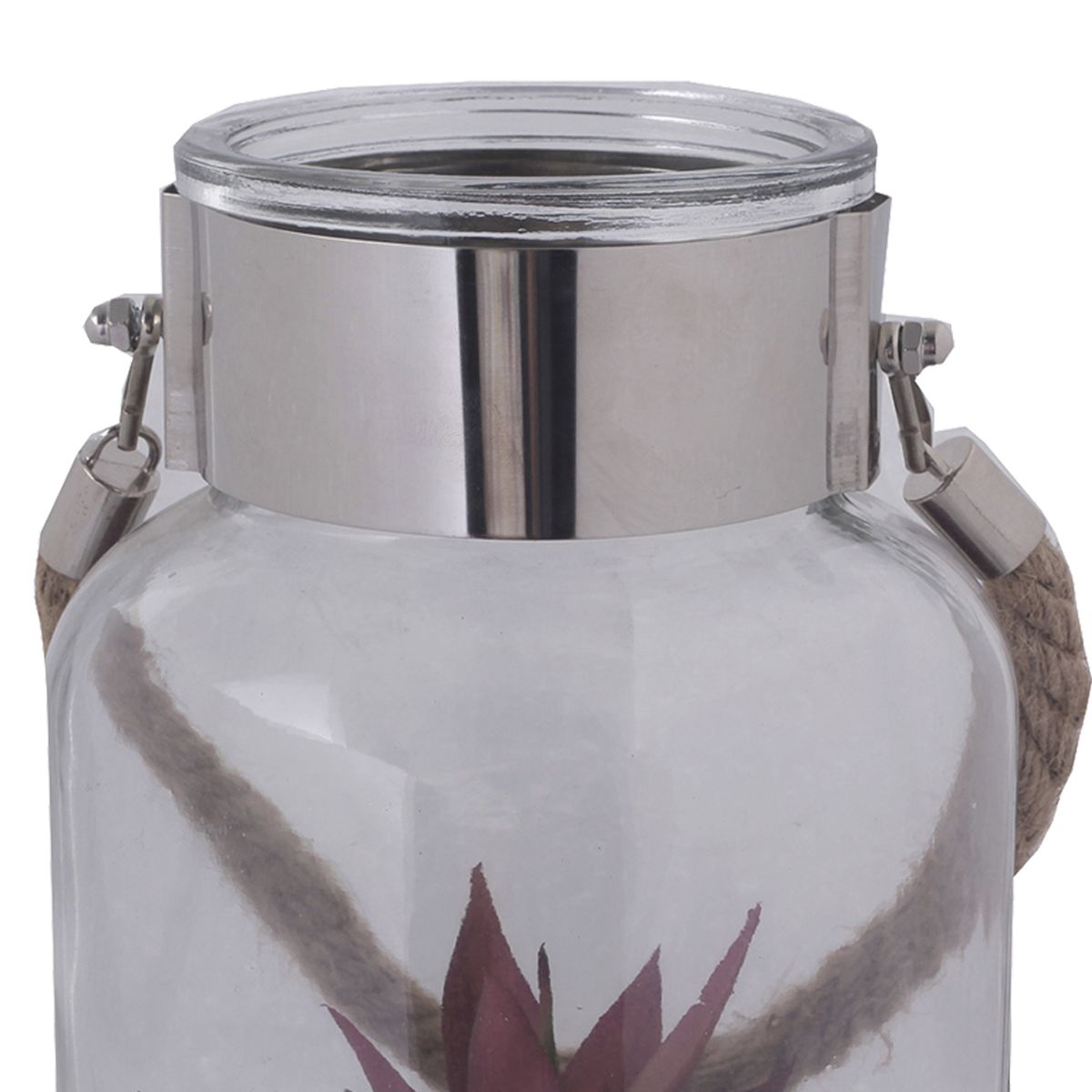 MALLORCA - Planta Decorativa Fanal Suculenta Roja con Soga