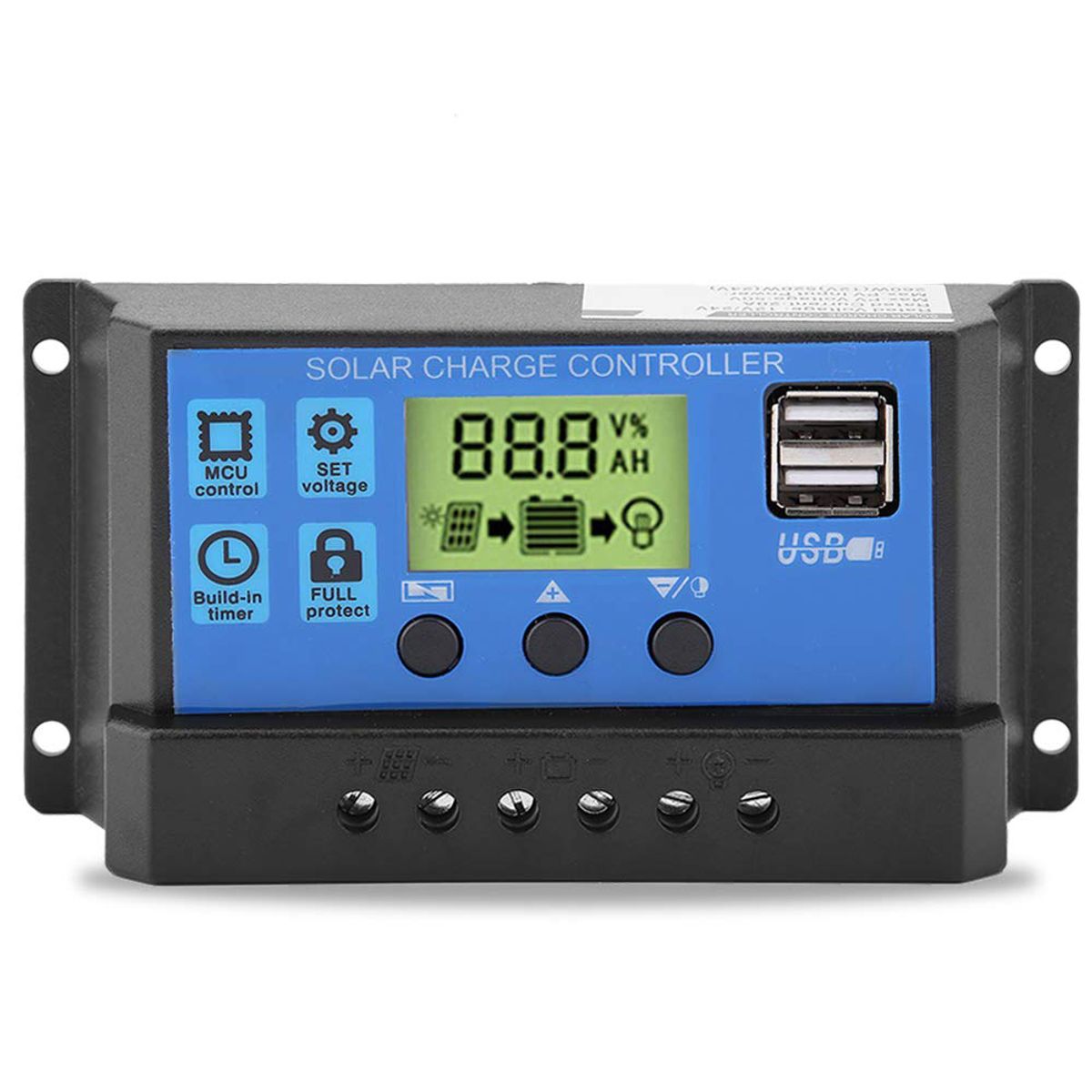 SOLIOT - Regulador Carga Solar Panel Digital 12v 24v 30a