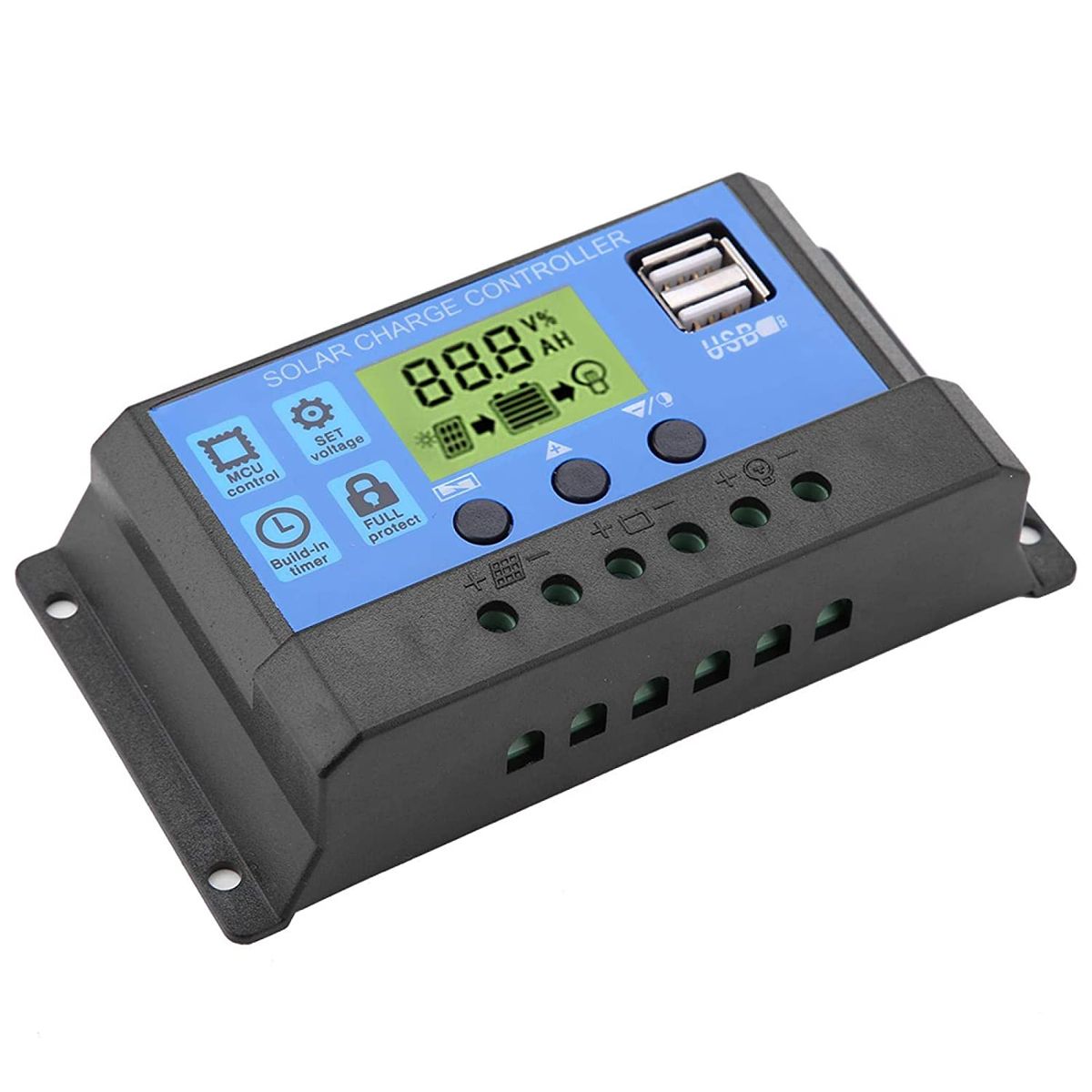 SOLIOT - Regulador Carga Solar Panel Digital 12v 24v 30a
