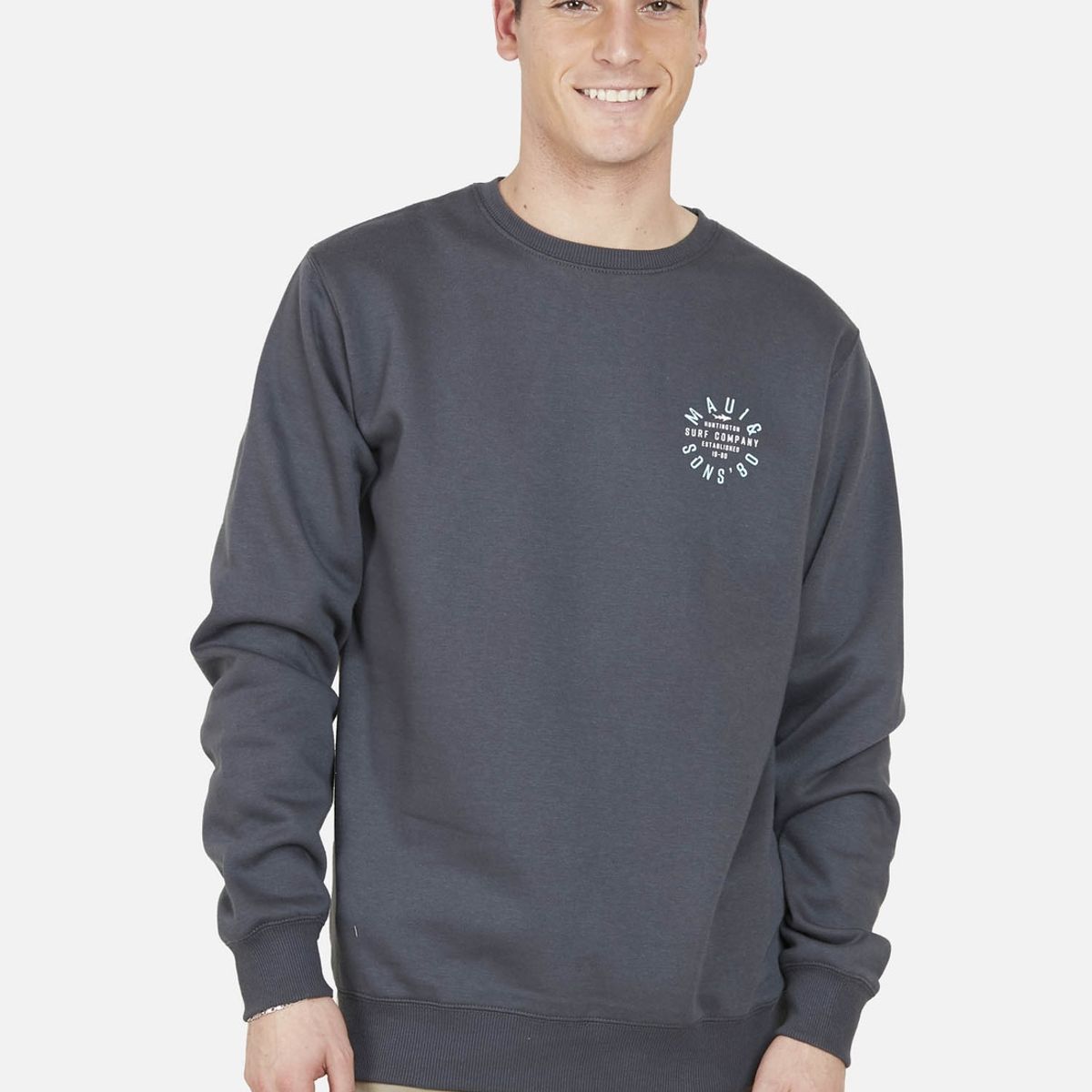 MAUI AND SONS - Poleron RETRO STAMP Hombre Gris Oscuro Maui and Sons MAUI AND SONS