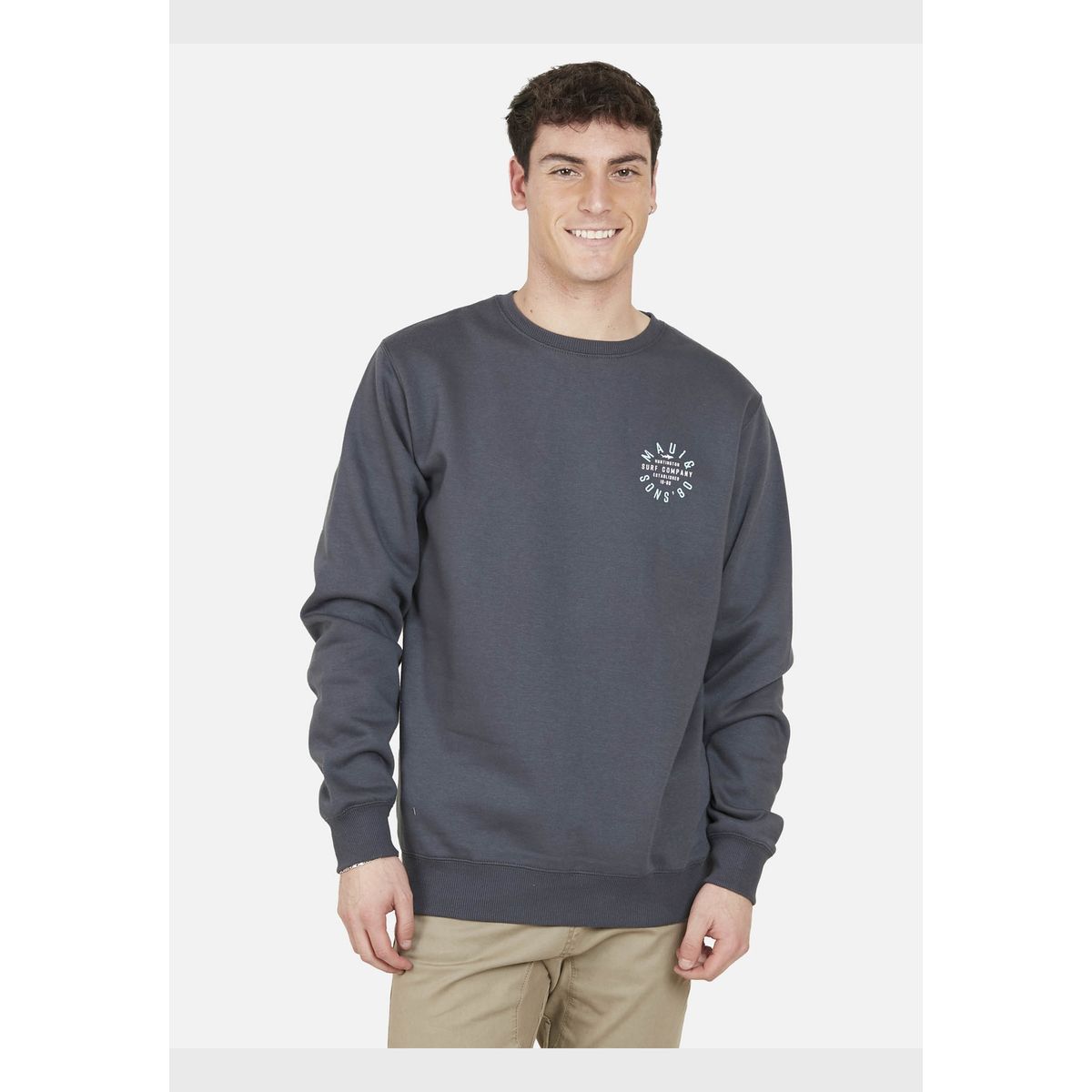 MAUI AND SONS - Poleron RETRO STAMP Hombre Gris Oscuro Maui and Sons MAUI AND SONS