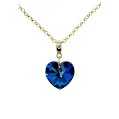 JOYAS MONTERO - Collar Gran Romance Gold Cristal Genuino Bermuda Blue