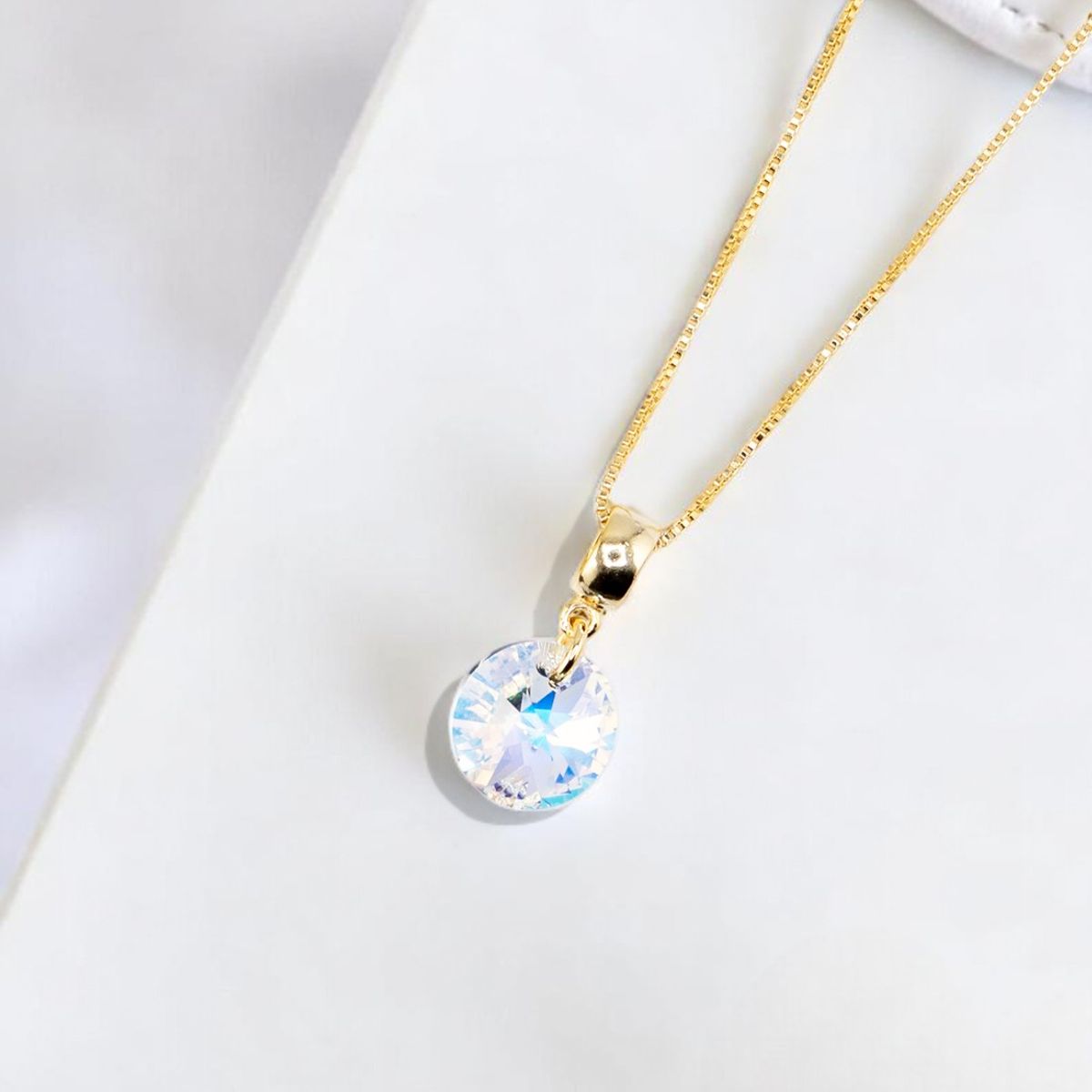 JOYAS MONTERO - Collar Aurora Gold 24K creado cristales de Swarovski® Aurora Boreal