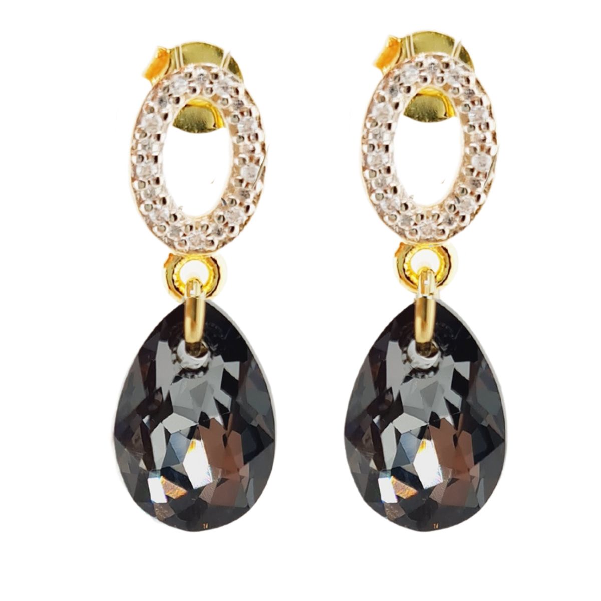 JOYAS MONTERO - Aros Gota de Luz Gold 24K  creado con cristales de Swarovski® Silver Night