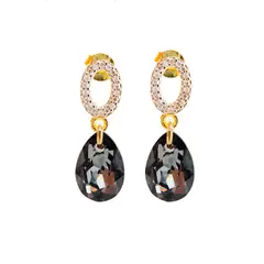 JOYAS MONTERO - Aros Gota de Luz Gold Cristales Genuinos Silver Night
