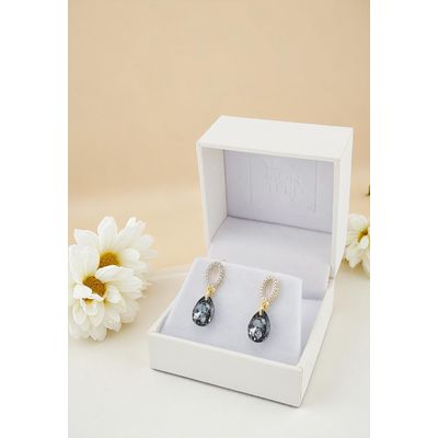 Imagen 2 del producto Aros Gota de Luz Gold 24K creado con cristales de Swarovski® Silver Night