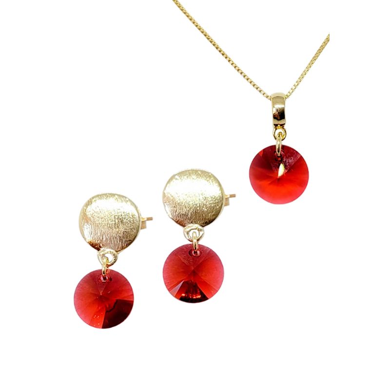 JOYAS MONTERO - Conjunto Amelia Gold Cristales Genuinos Scarlet