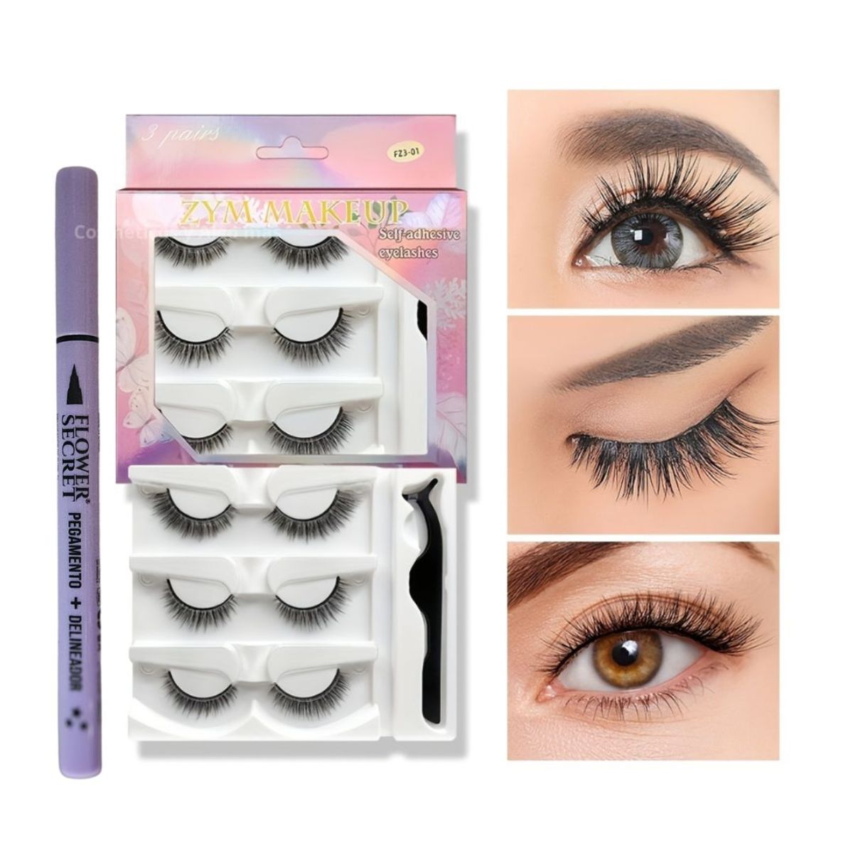 FLOWER SECRET - Pestañas Magneticas con Delineador