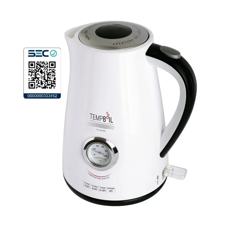 SINDELEN Hervidor De Agua HA-2660BL Con Reloj Termometro