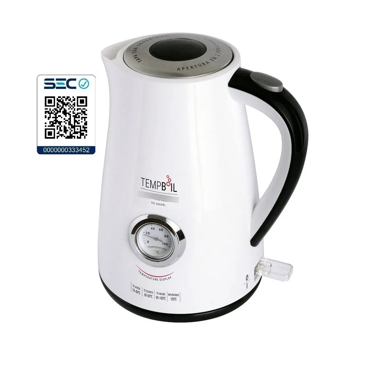 SINDELEN - Hervidor De Agua Sindelen HA-2660BL Con Reloj Termometro…