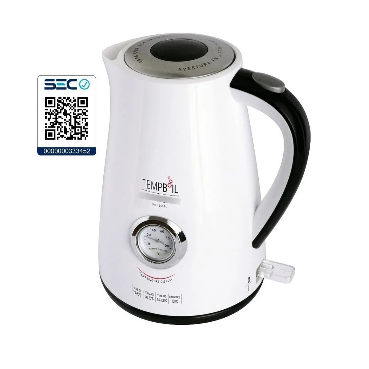 SINDELEN - Hervidor De Agua Sindelen HA-2660BL Con Reloj Termometro…