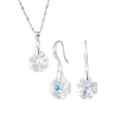 JOYAS MONTERO - Aros Collar Conjunto Bruselas Cristales Genuinos Aurora Boreal