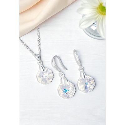 Imagen 2 del producto Conjunto Bruselas Plata creado con cristales de Swarovski® Aurora Boreal