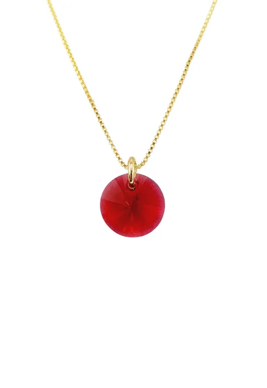 Collar Punto de Luz Gold 24K creado con cristales de Swarovski Scarlet Rojo TALLA UNICA