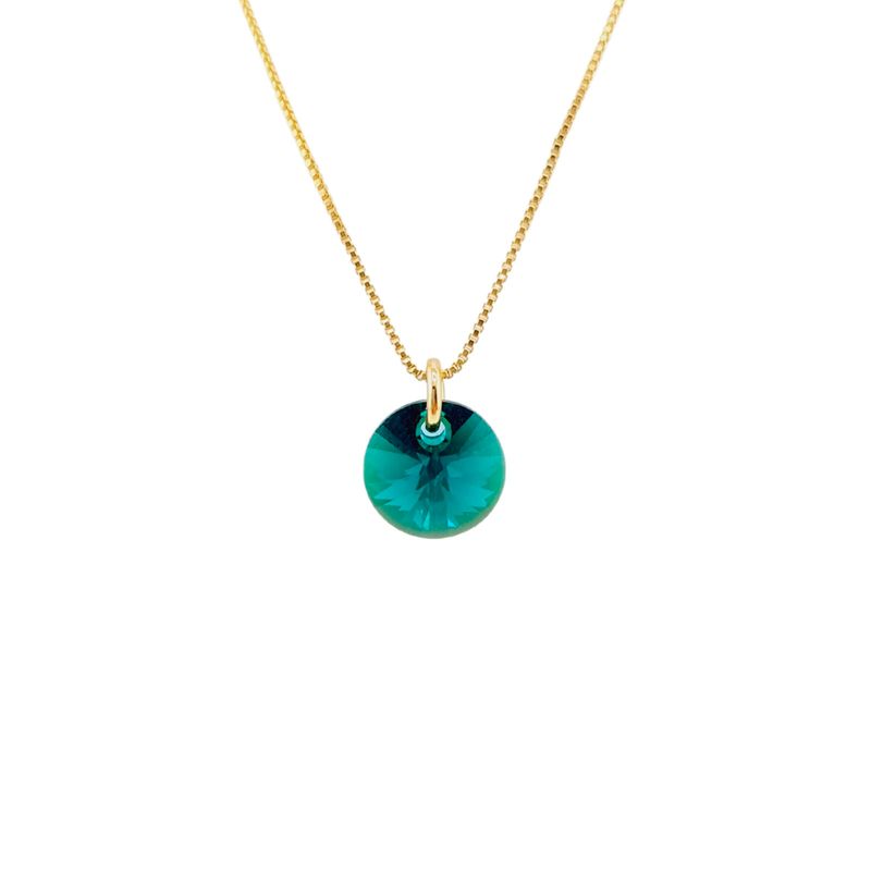 JOYAS MONTERO - Collar Punto de Luz  Gold Cristal Genuino Emerald
