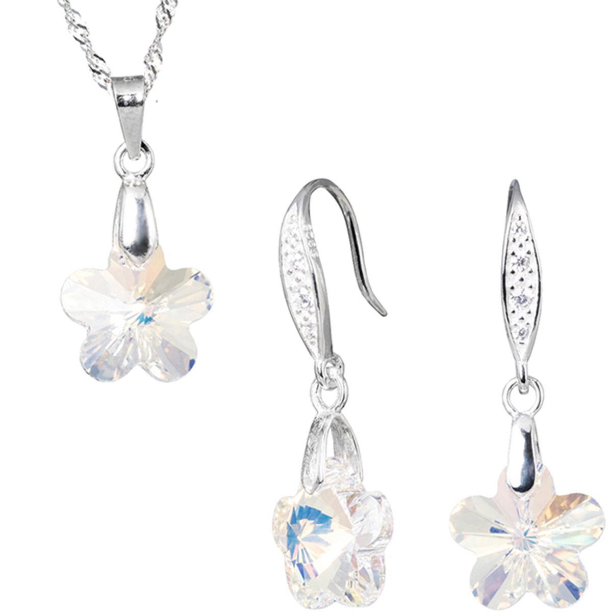 JOYAS MONTERO - Conjunto Florencia Plata 925 creado con cristales de Swarovski®  Aurora Boreal