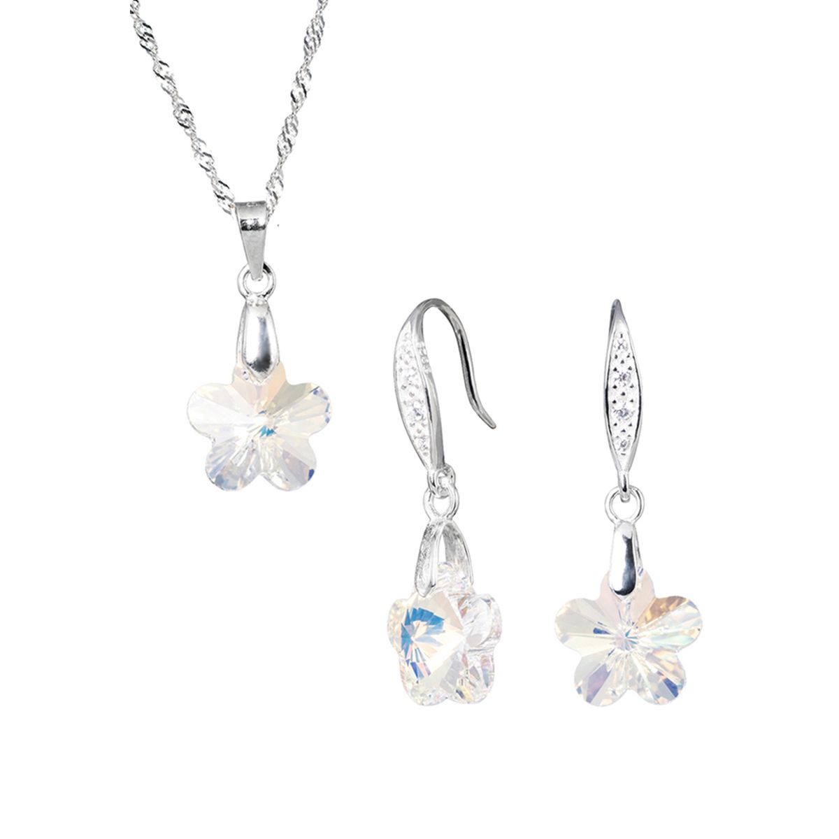 JOYAS MONTERO - Conjunto Florencia Plata 925 creado con cristales de Swarovski®  Aurora Boreal