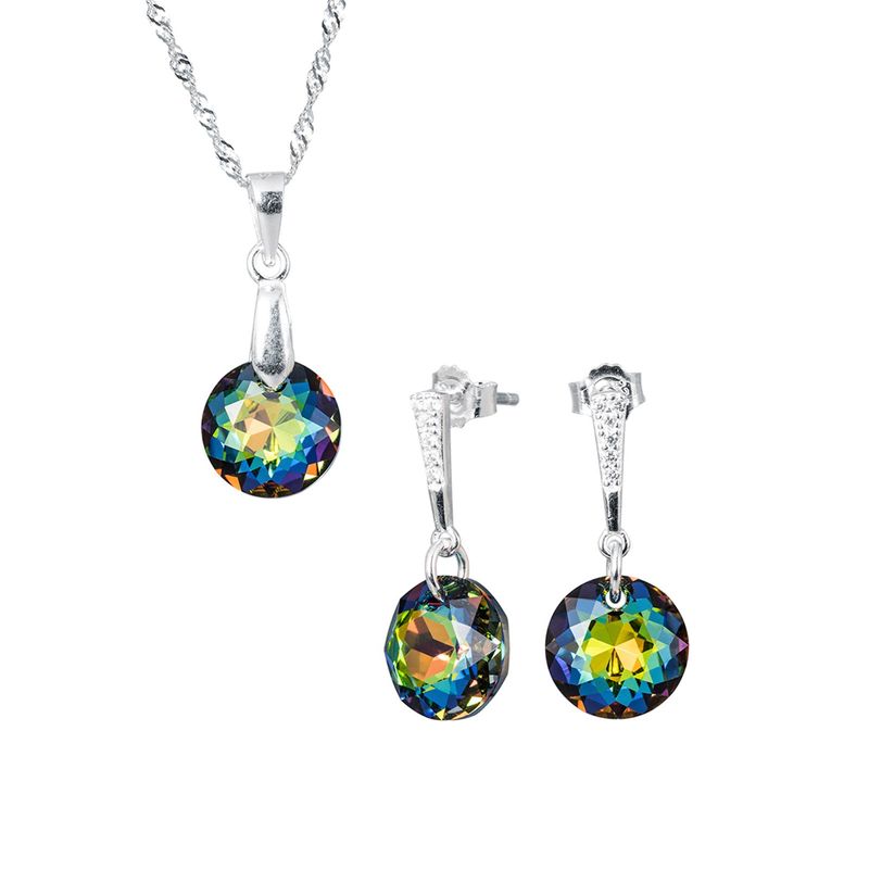 JOYAS MONTERO - Aros  Collar Conjunto Gracia Cristales Genuinos Vitral Medium