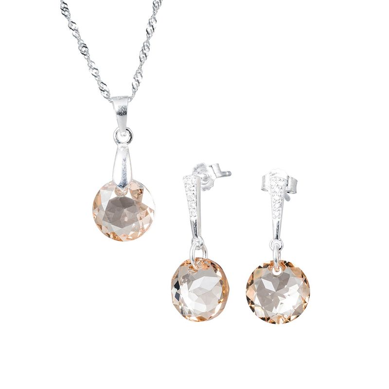 JOYAS MONTERO - Aros + Collar Conjunto Gracia  Cristales Genuinos Golden Shadow