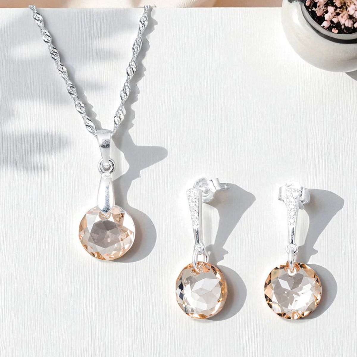 JOYAS MONTERO - Conjunto Gracia Plata 925 creado con cristales de Swarovski® Golden Shadow