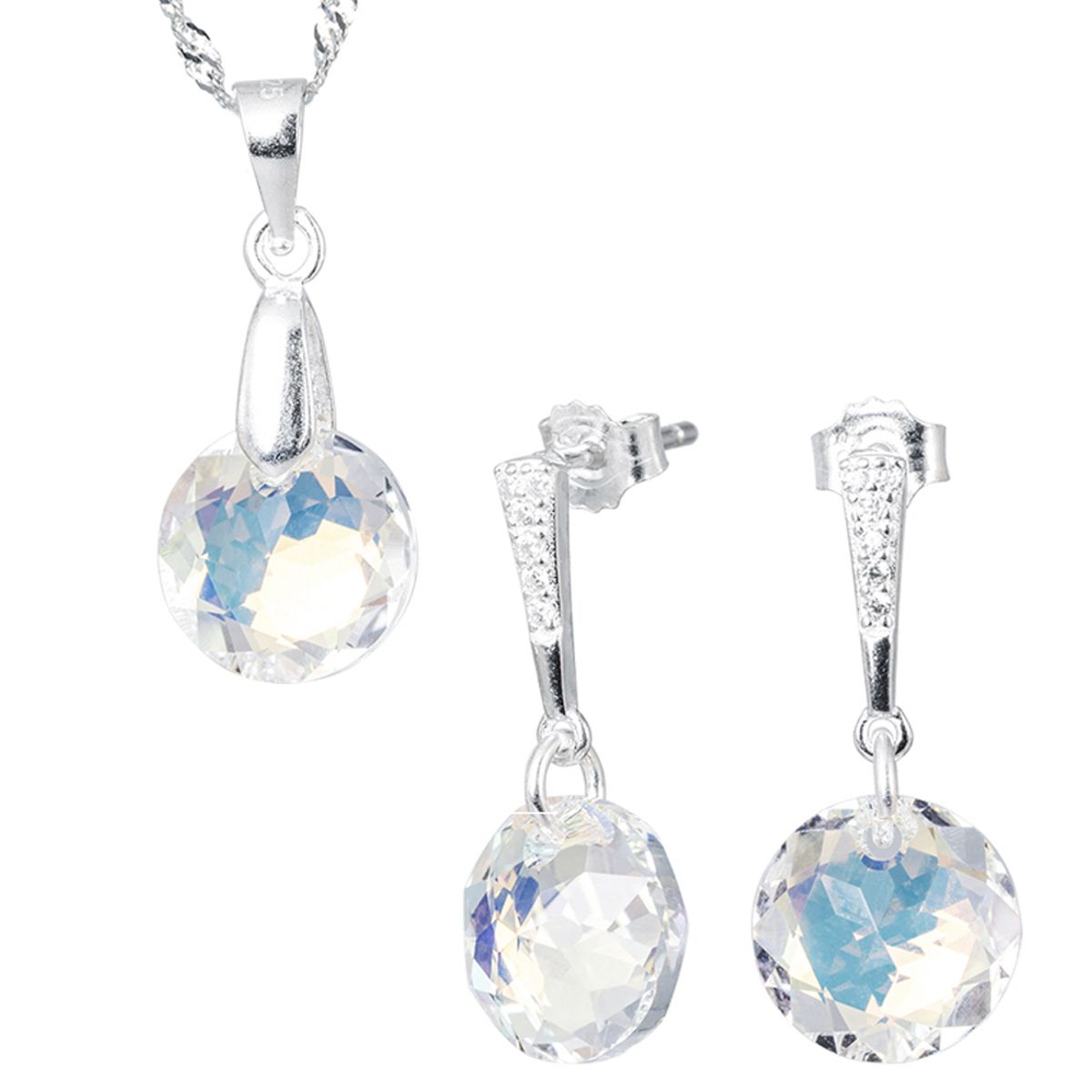 JOYAS MONTERO - Conjunto Gracia Plata 925creado con cristales de Swarovski® Aurora Boreal