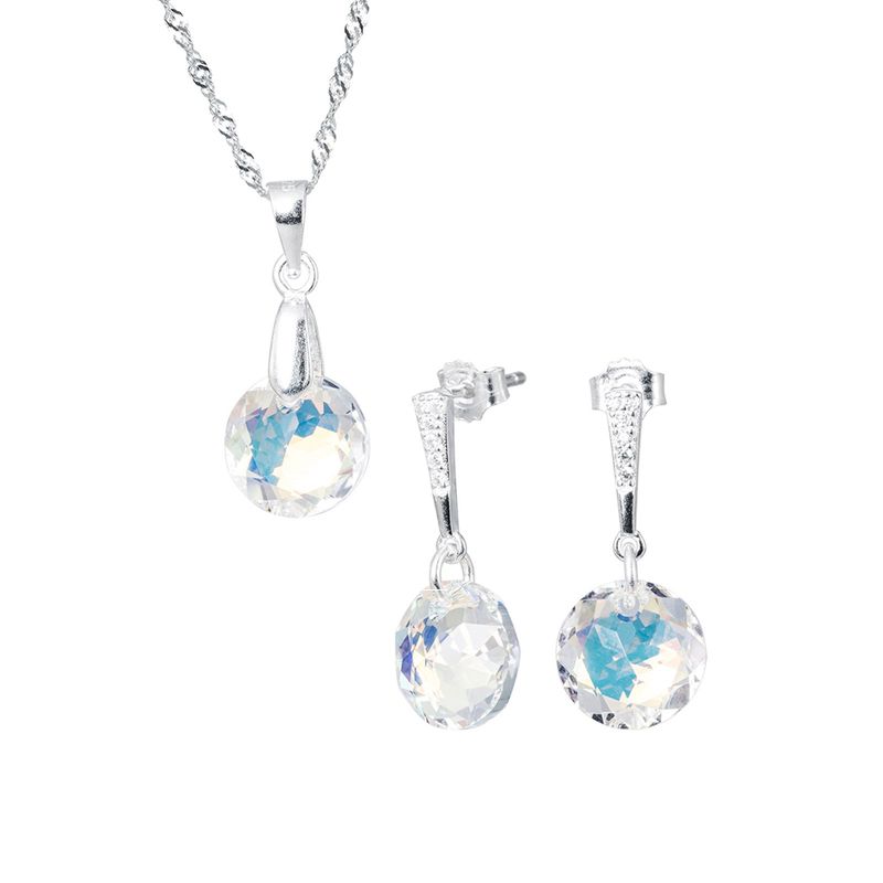 JOYAS MONTERO - Aros  Collar Conjunto Gracia Cristales Genuinos Aurora Boreal
