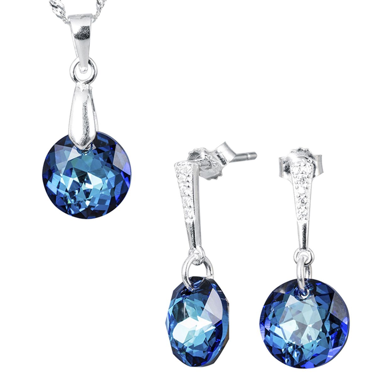 JOYAS MONTERO - Conjunto Gracia Plata 925 creado con cristales de Swarovski® Bermuda Blue