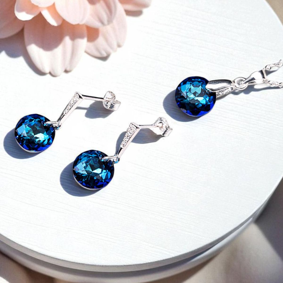 JOYAS MONTERO - Conjunto Gracia Plata 925 creado con cristales de Swarovski® Bermuda Blue