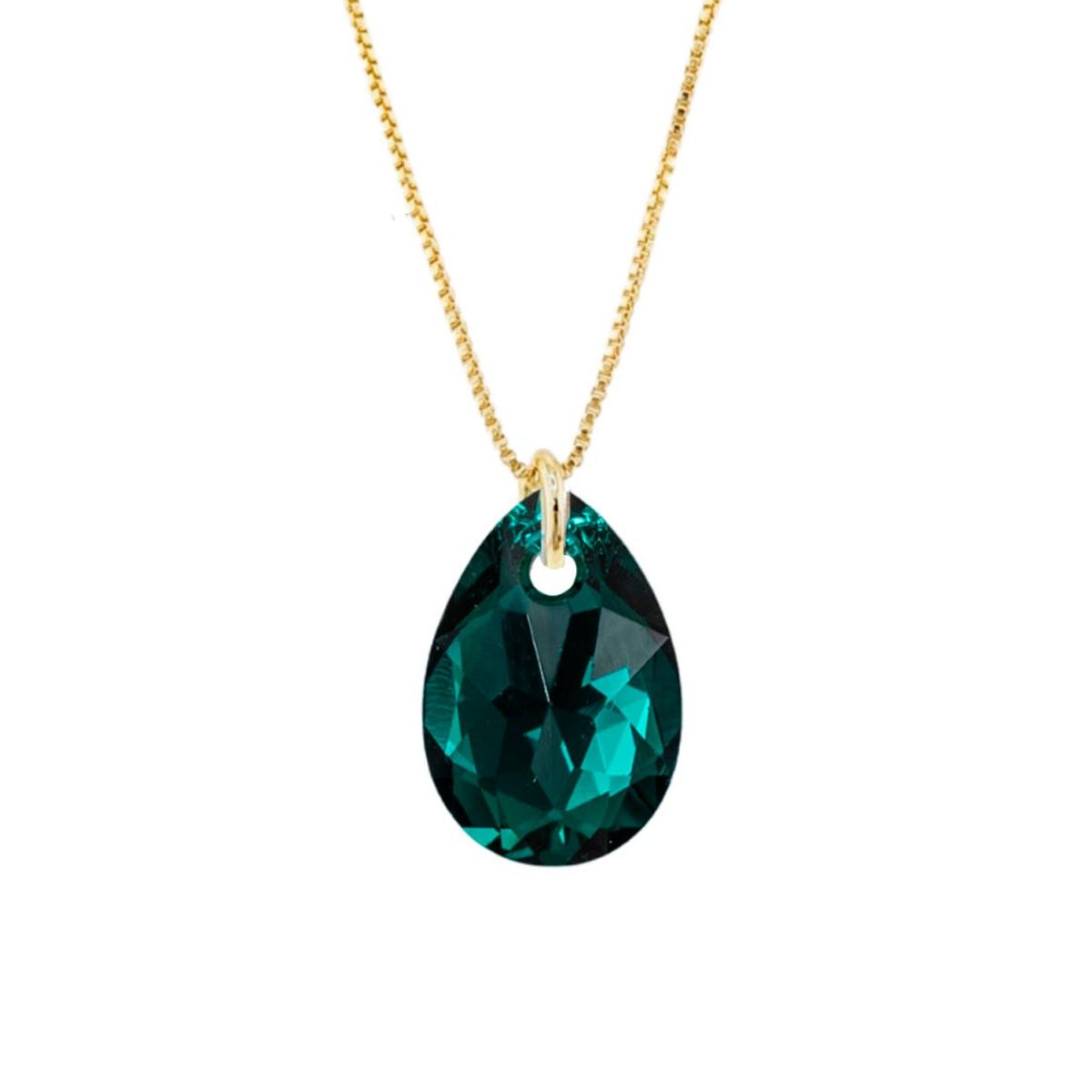 JOYAS MONTERO - Collar Gota de Luz Gold 24K creado con cristales de Swarovski® Emerald