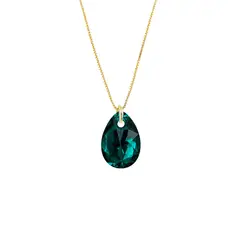 JOYAS MONTERO - Collar Gota de Luz Gold Cristales Genuinos Emerald