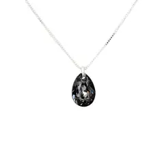 JOYAS MONTERO - Collar Gota de Luz Con Cristales Genuinos Silver Night