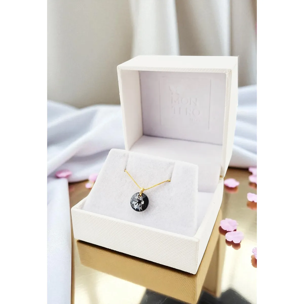 JOYAS MONTERO - Collar Punto de Luz Gold 24K creado con cristales de Swarovski® Silver Night