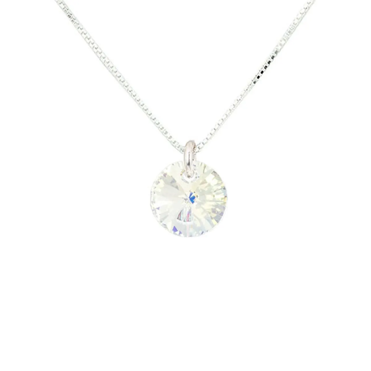 JOYAS MONTERO - Collar Punto de Luz Plata 925 creado con cristales de Swarovski® Aurora Boreal