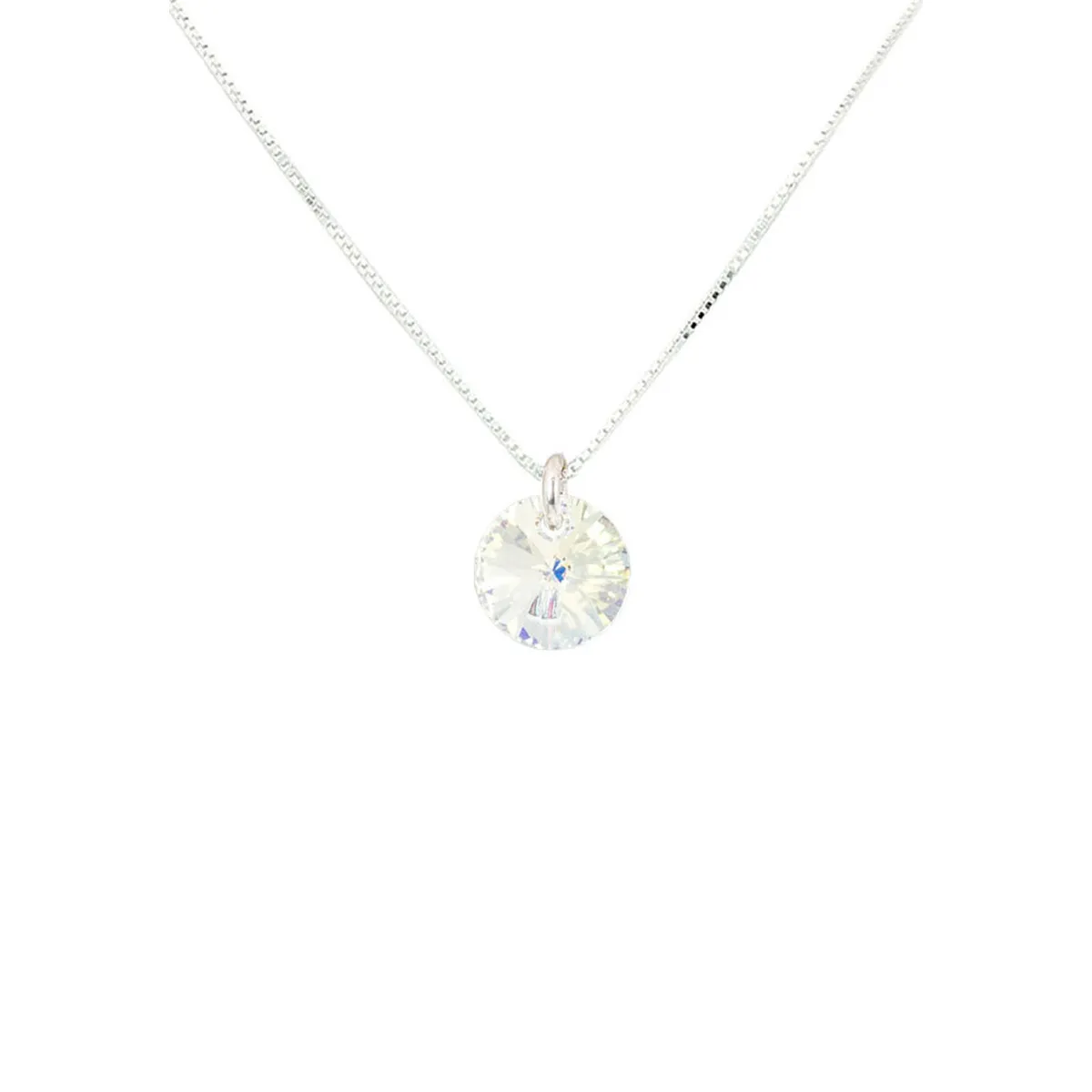 JOYAS MONTERO - Collar Punto de Luz Plata 925 creado con cristales de Swarovski® Aurora Boreal