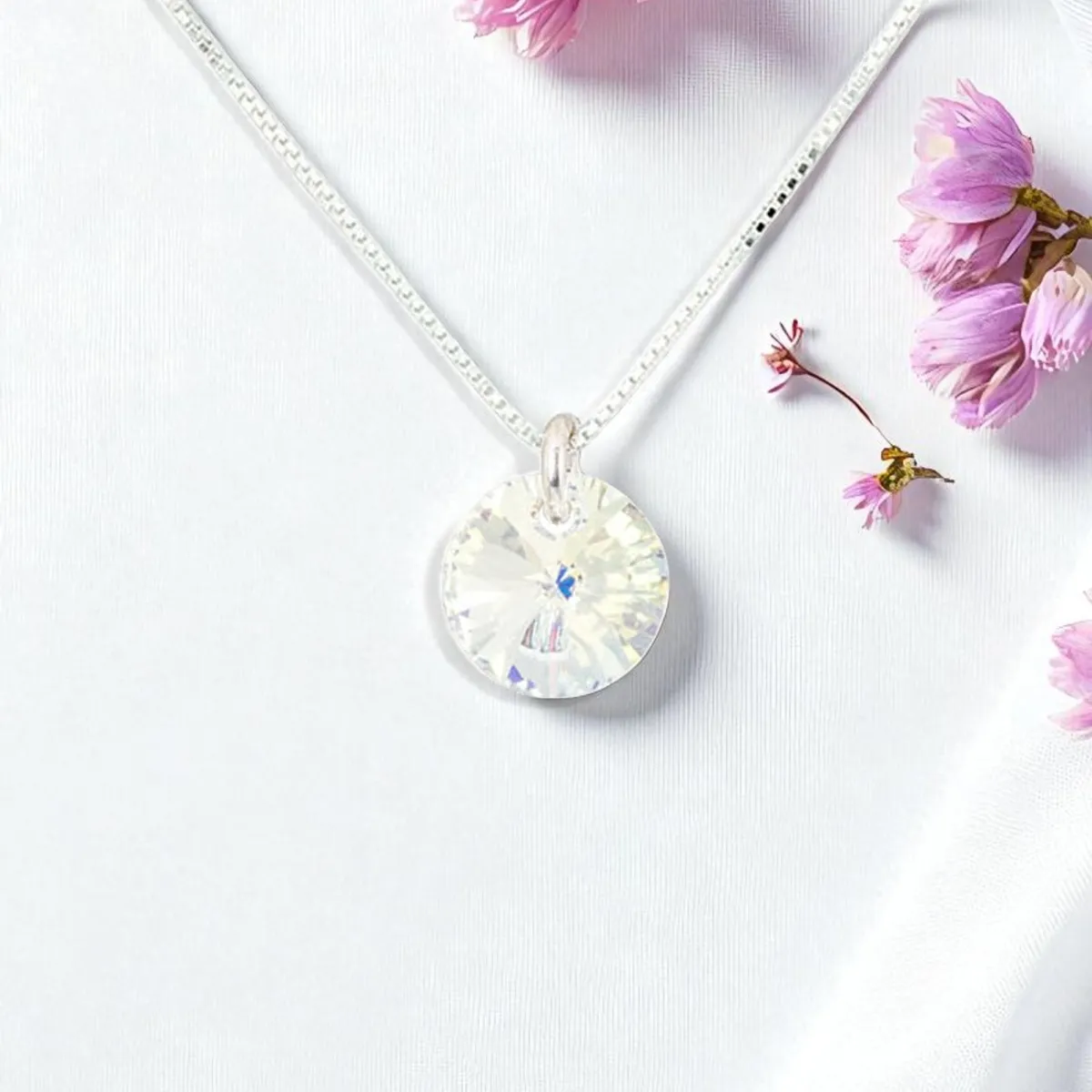 JOYAS MONTERO - Collar Punto de Luz Plata 925 creado con cristales de Swarovski® Aurora Boreal