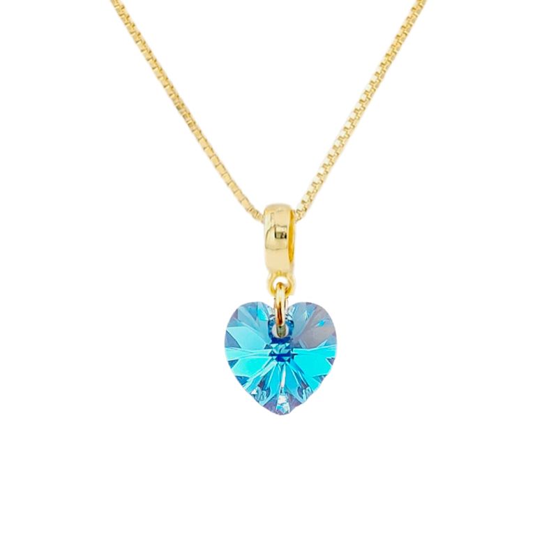 JOYAS MONTERO - Collar Romance Gold Cristales Genuinos Aquamarine