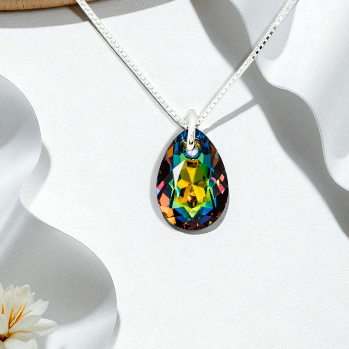 JOYAS MONTERO - Collar Gota de Luz Plata 925  creado con cristales de Swarovski® Vitral  Medium