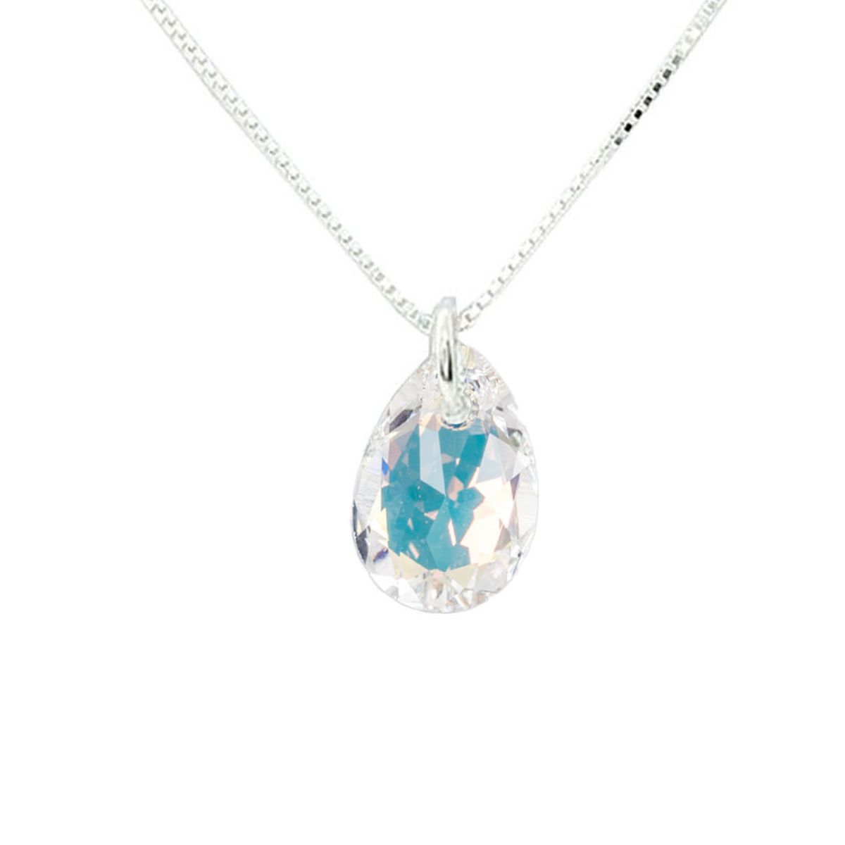 JOYAS MONTERO - Collar Gota de Luz Plata 925 creado con cristales de Swarovski® Aurora Boreal