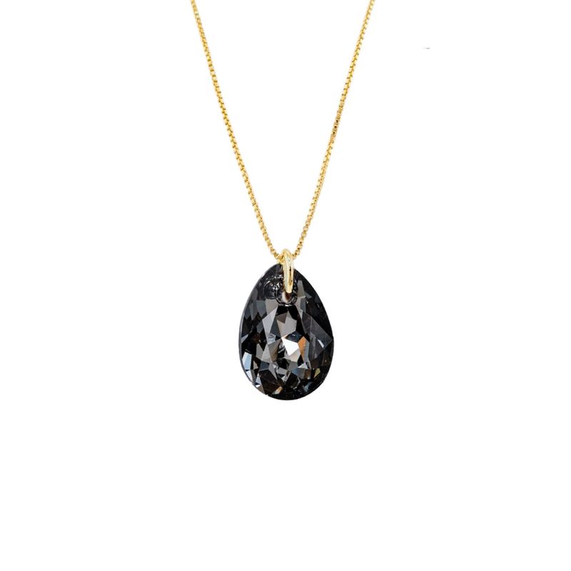 JOYAS MONTERO - Collar Gota de Luz Gold Cristales Genuinos Silver Night
