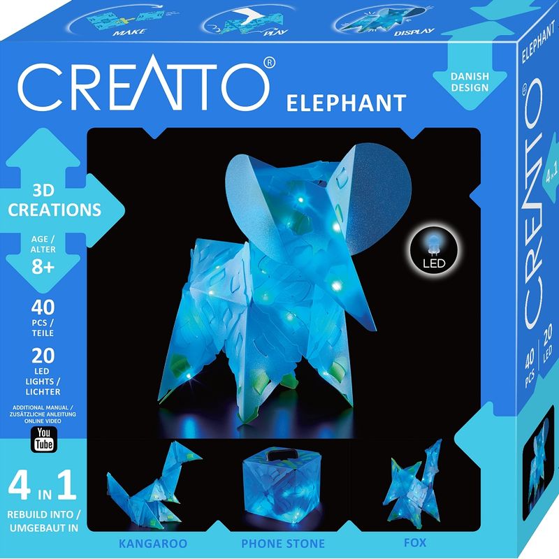 CREATTO - ROMPECABEZAS CON ILUMINACION 3D PEQUEÑO, ELEFANTE