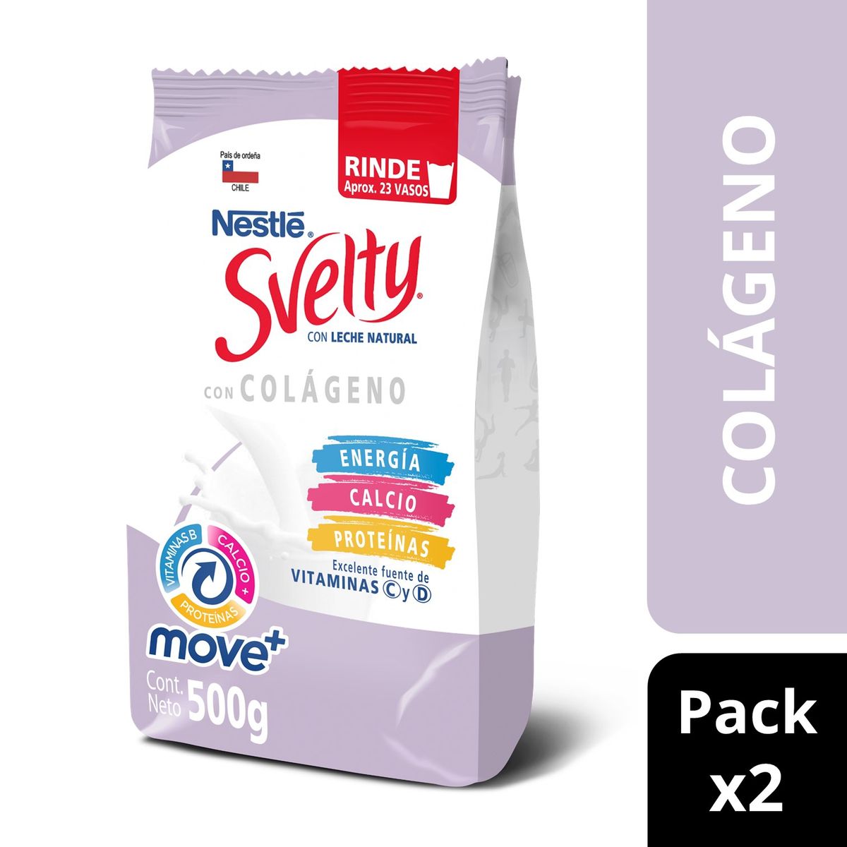 SVELTY - Leche En Polvo Svelty® Colágeno 500g Pack X2