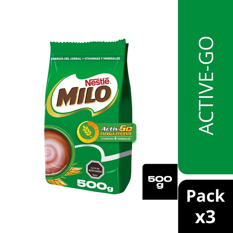 NESTLE - Pack 3 Saborizante Milo® Con Leche Listo Para Tomar 500g