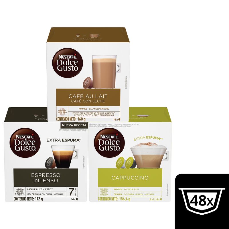 DOLCE GUSTO - Dolce Gusto CÃ¡psulas CafÃ© Black & White Pack X3 Cajas