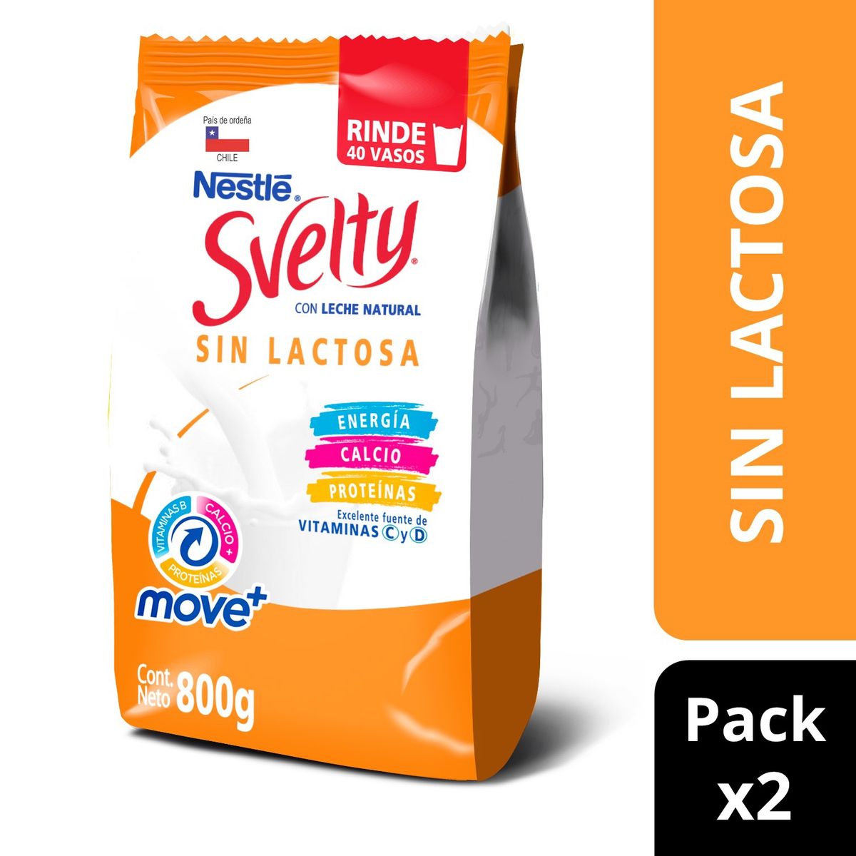 SVELTY - Leche En Polvo Svelty® Descremada Sin Lactosa Bolsa 800g X2