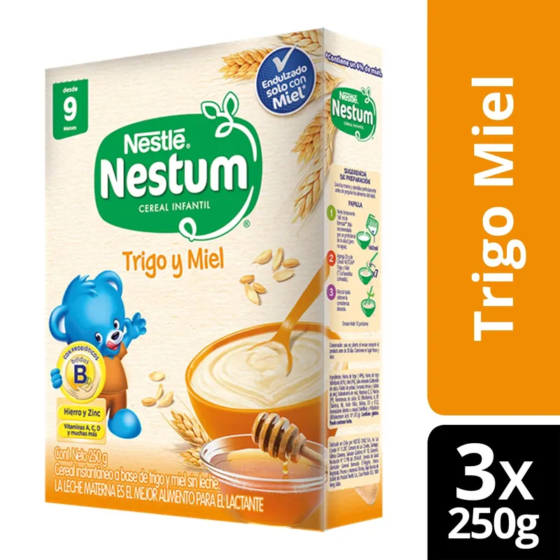 NESTLE - Cereal Infantil Nestum® Trigo Y Miel 250g X3 Cajas