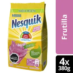 NESTLE - Saborizante Para Leche Nesquik® Optistar® Frutilla 380g X4